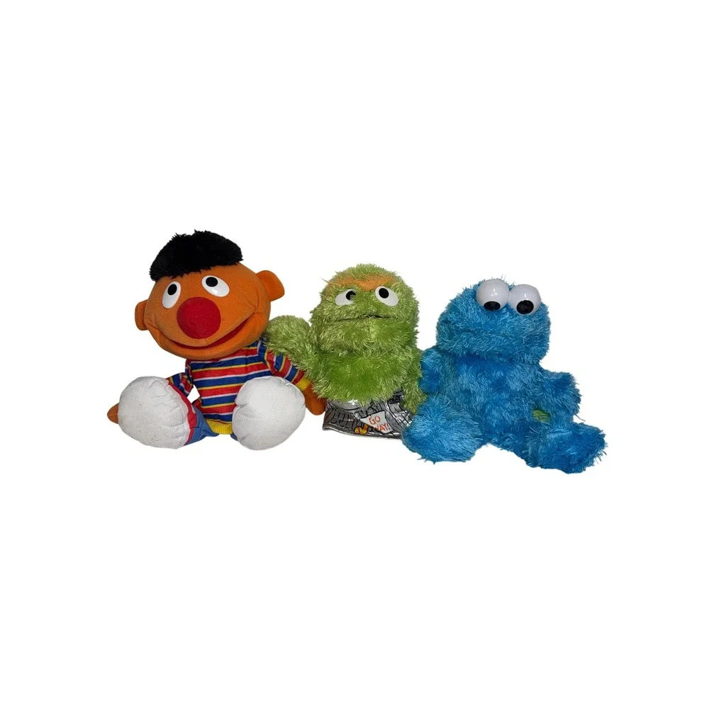 Sesame Street Plush Lot Ernie Oscar the Grouch Puppet Cookie Monster Toys 9